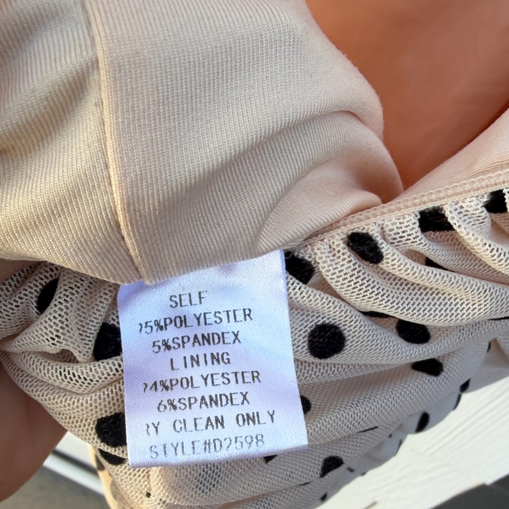 re:named Blush with Black Polka Dot Ruched Puff-Sleeve Mini Dress - Picture 8 of 8